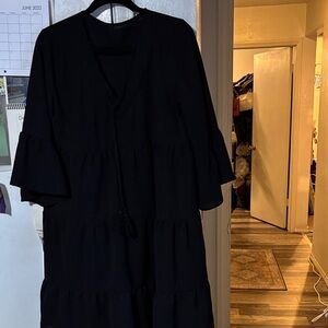 Elegant Black short sleeve Dress - P2P:20, Length:34